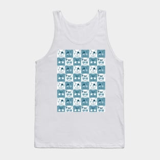 Frenchies with Glasses Pattern Blue Tank Top